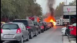 Запалени автомобили во Ново Лисиче