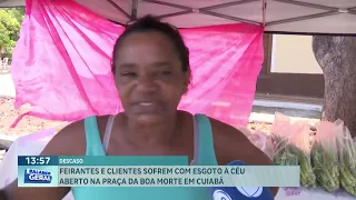 Market vendors and customers suffer from open sewage at Praça da Boa Morte in Cuiabá