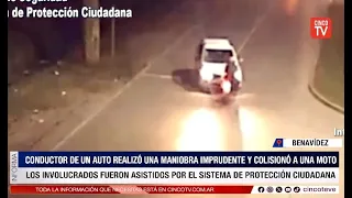 CINCO TV - ACCIDENT IN BENAVÍDEZ: COT CAMERAS CAPTURED THE COLLISION BETWEEN A CAR AND A MOTORCYCLE