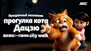AI Cartoon "Holiday Exclusive: Dazhu the Cat's Walk"