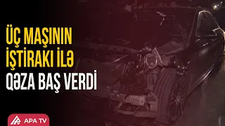 Chain-reaction accident in Baku: Three cars collided | APA TV