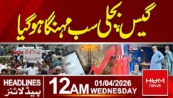 Electricity and LPG Price Rise | 12 AM Headlines | Hum News | Pakistan