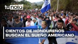Migrant caravan departs for the U.S. from the bus terminal in San Pedro Sula