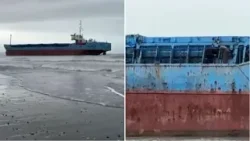 Një anije e bllokuar në bregdetin e Lezhës