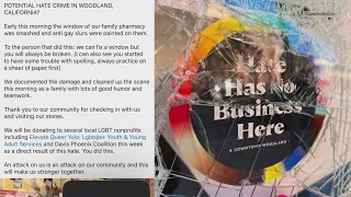 Woodland pharmacy vandalized with homophobic graffiti; community reacts