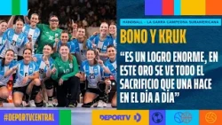 Carolina Bono and Miranda Kruk, South American champions with La Garra (handball), on DEPORTV Cen...