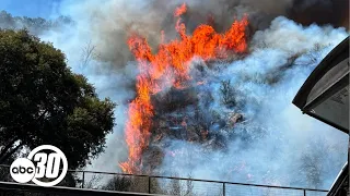 Wildfire sparked by crash prompts evacuation orders in Mariposa County