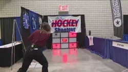 KARE 11 Sunrise reporter picks up skills at the Let's Play Hockey Expo