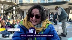 Des patients atteints de Covid long protestent en s'allongeant devant la Gare Centrale
