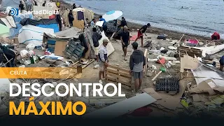 Colapso total en Ceuta: así está la playa de Benítez