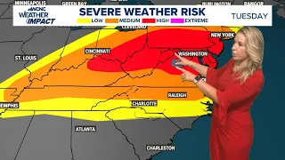 Severe weather risk in the Carolinas; flash flooding possible across Charlotte area