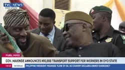 Губернатор Макинде объявил о выделении 10 000 найр на транспортную поддержку работникам в штате Ойо. Губернатор Макинде объявил о выделении 10 000 найр на транспортную поддержку работникам в штате Ойо.