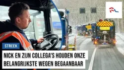 Sneeuw in de streek: glijdende fietsers en mee met een strooiwagen
