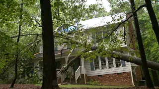 Large oak tree crashes into Wake County home during heavy rain
