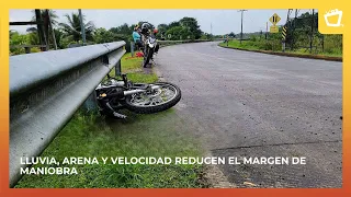 Lack of practice and speeding behind motorcycle crashes into fixed objects