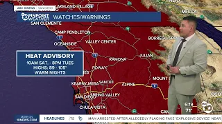 Extreme heat builds across San Diego County as monsoon moisture returns this week