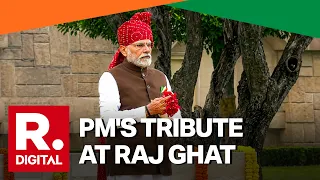 PM Modi Arrives at Raj Ghat On 80th Independence Day, Pays Tribute To Mahatma Gandhi