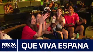 Spain fans celebrate victory over Belgium