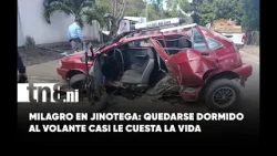 Hombre sufre vuelco tras quedarse dormido al volante en Jinotega