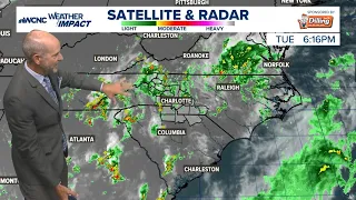 Scattered showers and storms remain possible into Tuesday night