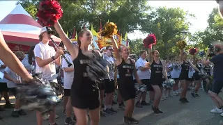 Mankato 77 Lancers marching band plays at KARE 11 Barn