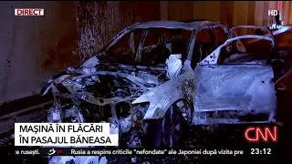 Car on fire in the Băneasa underpass