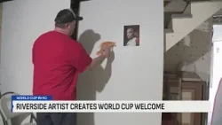 Художник из Риверсайда создал яркую экспозицию, посвященную Чемпионату мира по футболу.