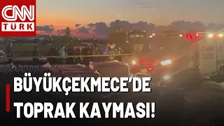 Büyükçekmece'de İnşaat Alanında Toprak Kayması! Göçük Altındaki 2 Kişiyi Kurtarma Çalışması!