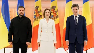 Press statements by Presidents Dan, Zelenskyy, and Sandu on the 35th anniversary of Moldova's ind...