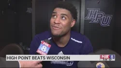 High Point University basketball stars celebrate upset NCAA win against Wisconsin