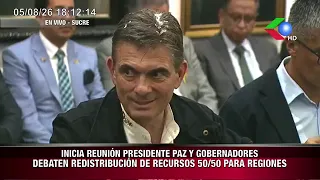 PRESIDENT PAZ MEETING BEGINS; GOVERNORS DEBATE 50/50 RESOURCE REDISTRIBUTION FOR REGIONS