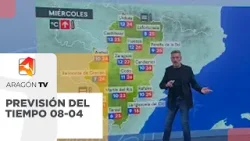 Previsión del tiempo para el miércoles 8 de abril de 2026. Previsión del tiempo para el miércoles 8 de abril de 2026.