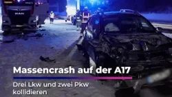 Schneeglätte verursacht Massencrash auf der A17