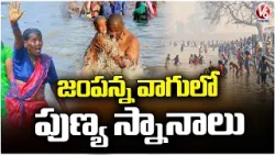 Devotees Takes Holy Dip At Jampanna Vaagu | Medaram Jatara | V6 News Devotees Takes Holy Dip At Jampanna Vaagu | Medaram Jatara | V6 News