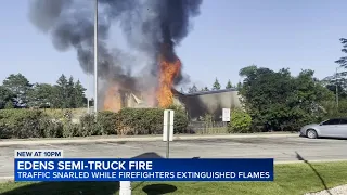Semi engulfed in flames on I-94 near Northbrook, video shows