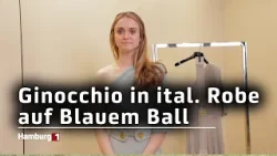 Hamburger Schauspielerin in italienischer Robe auf dem Blauen Ball