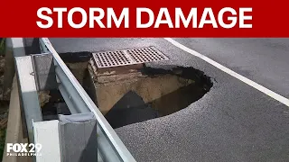 Severe storms cause road to buckle in New Jersey
