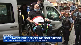 Wounded Chicago police officer makes 1st public appearance at fundraiser after hospital shooting