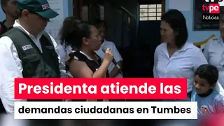 President Fujimori visits health center and school in the village of El Garbanzal, Tumbes