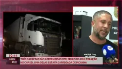 Três carretas são apreendidas com sinais de adulteração no chassi e uma delas carregada de picanha