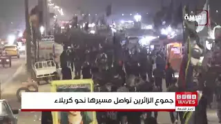 قوافل الزائرين تواصل زحفها الحسيني على أطراف البصرة باتجاه كربلاء رغم ارتفاع درجات الحرارة