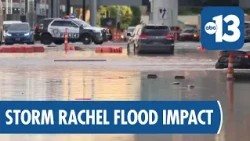[RAW VIDEO] Cars left stranded in flood waters near Koval, Winnick in Las Vegas