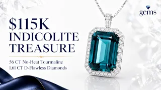 56 CT No-Heat Indicolite Tourmaline Pendant | $115K Collector Gem | Gem Shopping