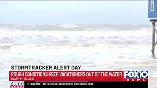 Rough conditions keep vacationers out of water on Dauphin Island