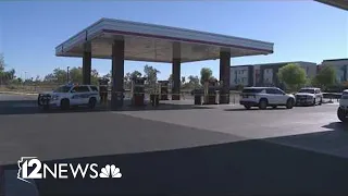 Man hospitalized after a drive-by shooting at Phoenix gas station
