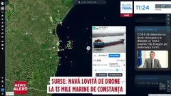 O navă a fost lovită de drone în Marea Neagră, la 13 mile de Constanța. Pericol de scufundare