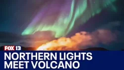 Northern lights shine over Iceland's erupting volcano | FOX 13 Seattle