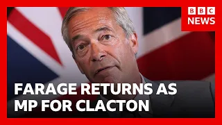 Nigel Farage returns as MP, winning Clacton by-election that major parties boycotted | BBC News