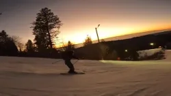A beautiful sunset highlights Bogus Basin's first night skiing of the season