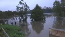 Flooding affects the historic port of Presidente Franco